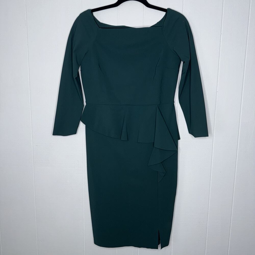 Chiara Boni La Petite Robe Women’s Adela Peplum Sheath Dress Forest Green 48, 12